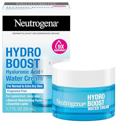 Neutrogena Hydro Boost Water Cream, 72 Hr Hydration for Normal/Extra Dry Skin, Fragrance Free, Face Moisturizer with Hyaluronic Acid, 1.7 oz. & Trial Size Hydro Boost Hydrating Gel Cleanser, 0.5 fl oz