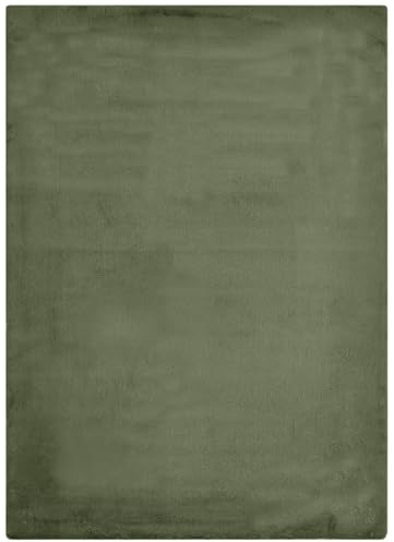 -LUXOR- living Alfombra mullida de Piel sintética Coste para Dormitorio, Ideal para Usar como Alfombra de Cama o Dormitorio, acogedora Alfombra de Piel de Cordero, 80 x 150 cm, Color Verde Oscuro