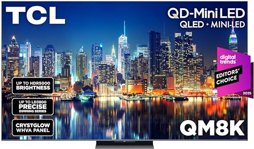 TCL 65 Inch Class QM8K Series | Mini LED QLED 4K HDR | 65QM8K, 2025 Model | 120HZ-144HZ Anti Reflective Wide Angle Screen Smart Google TV Dolby Atmos | Voice Remote Alexa Gaming Streaming Television