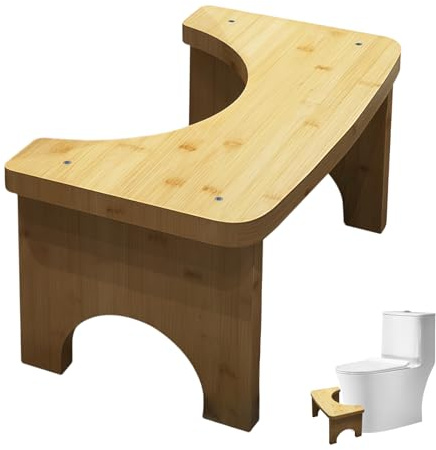 WIYETY Tabouret de toilette en bois pour WC, tabouret pour adultes et enfants, 37×20×17cm Tabouret de toilette ergonomique, tabouret WC pour un meilleur passage aux toilettes, tabouret antidérapant