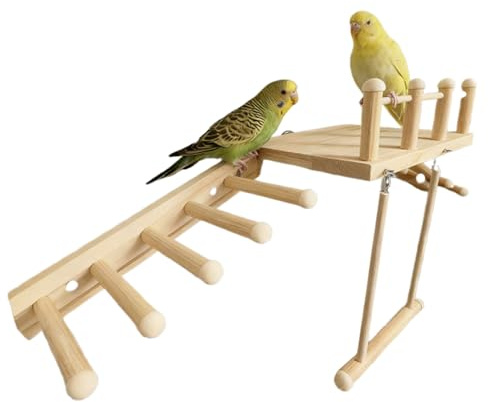 Rampa de cacatúas y barra de , juego de juguetes interactivos para trepar, construcción de madera natural con múltiples texturas, profesional de enriquecimiento de aves, accesorios de