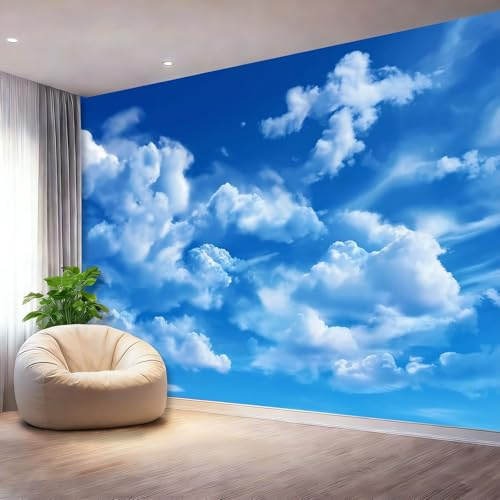 Papel pintado fotográfico no tejido 250 x 175 cm Gigante Póster Cielo Azul Natural Decoración, Azul Decoración de pared de papel tapiz panorámico 3D