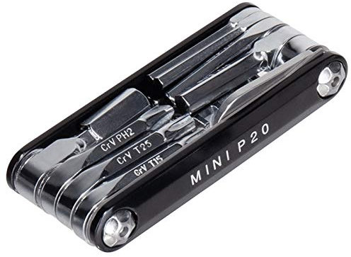Topeak Unisex – Erwachsene Mini P20 Miniwerkzeuge, Schwarz-Silber, 7,4cm