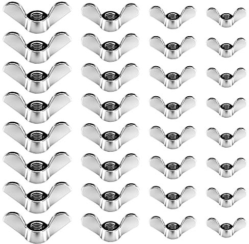 SUNYOK 60Pcs Flügelmutter Sortiment M4 M5 M6 M8 Flügelmuttern Schmetterlingsmutter Zinklegierung Wing Nut Flügelschrauben Metrisch Gewinde Sortiment Kit für Anlagen DIY Tools Silber