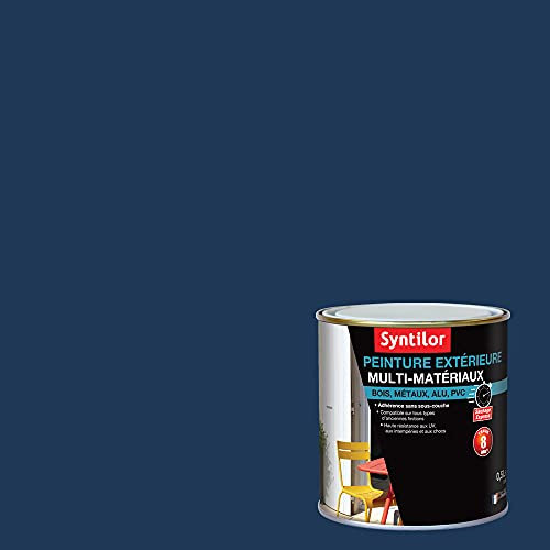 SYNTILOR - Peinture Extérieure Multi-Matériaux Bleu Nuit Satiné RAL 5003 0,5L