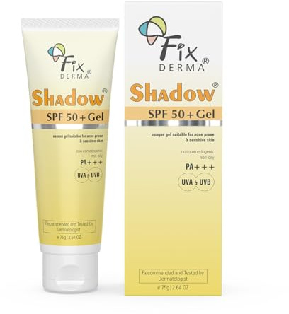 Fixderma Shadow Gel for Oily Skin - SPF 50 Face Sunscreen, Water Resistant Moisturiser - 2.64 OZ