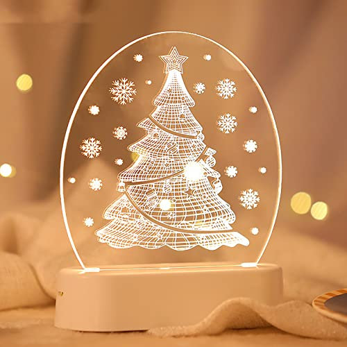 ZVO Decorazione natalizia con luci notturne, 3D per tavolo di Natale LED batteria, interni decorazione per camera da letto, scrivania, camino, decorazione per bambini (albero di Natale)