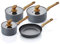 Swan SWPS35010GRYN Nordic 4-Piece Pan Set with Wood Effect Handles, Aluminium, Grey