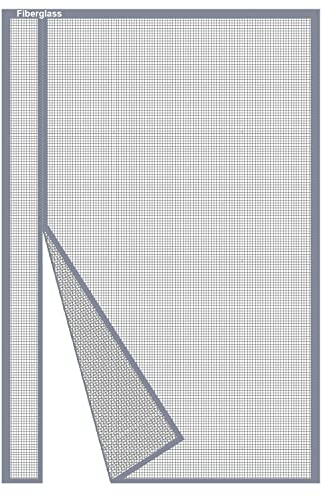 Risareyi Seitliche Öffnung Fliegengitter Tür Magnet 85x200cm, Grau Fiberglas Netz Fliegengitter Balkontür Ohne Bohren Insektenschutz Balkontür Fliegenvorhang mit Klebeband für Terrassentür