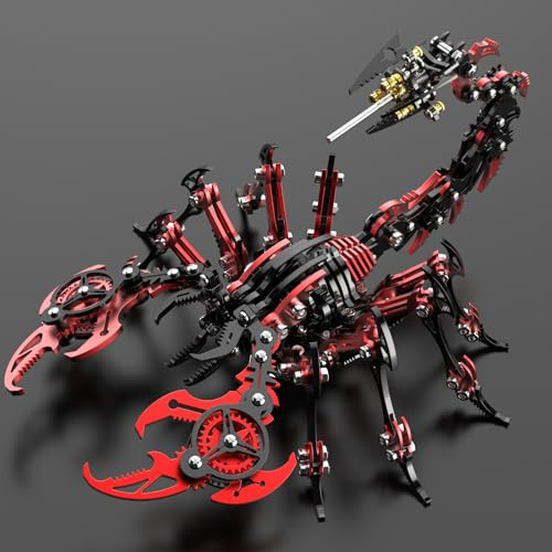 UpGLeuch Färgglada 3D-skorpion metallpussel för vuxna, 3D metall modellbyggsats, gör-det-själv byggleksak 3D räv modell byggsatser med verktyg, skrivbordsleksak presenter för vuxna
