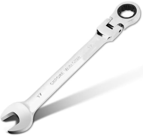 JOISIDE Llave Combinada de Carraca 17 mm Herramienta de llaves de Trinquete ángulo Ajustable de 180 °,72 Dientes, Acero al Cromo Vanadio