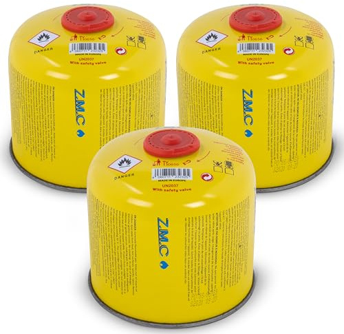 ZMC 3 cartucce a gas da 300 g, cartuccia a vite da 600 ml con gas propano/butano, filettatura europea EN417 7/16, cartuccia a gas adatta per fornelli a gas, bruciatori a gas, bruciatori di erbacce