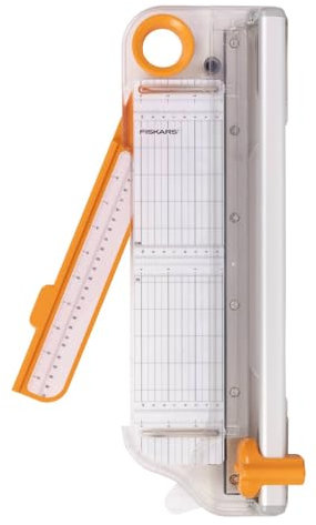 Fiskars Bypass Multi-Material roll Cutter, 30 cm / A4, Paper Cutter for Thick Materials Such as Vinyl, Leather, chipboard and Cardboard, Plastic/Aluminium, White/Orange, 1068570