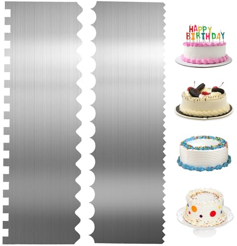 2 espátulas de acero inoxidable para tartas, espátula para fondant, peine de decoración, juego de espátulas para tartas, espátulas para tartas, crema de mantequilla, herramienta DIY