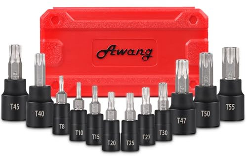 Awang 13PCS Douille Torx Mâles T8 à T60, Jeu de douilles à embouts étoilé