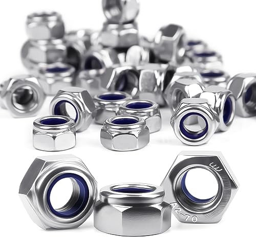 Lot de 12 écrous hexagonaux M8 en acier inoxydable A2 V2A - Écrous hexagonaux autobloquants DIN985 - Écrous de verrouillage Niro