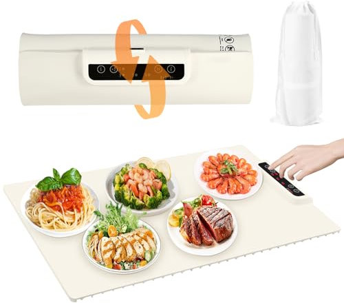 Neulriscn Electric Food Warmer, Electric Food Warming Mat, Food Heating Mat, Electric Warming Tray with Adjustable Temperature, Waterproof Silicone Foldable Warming Tray for Buffet Server,Home Parties