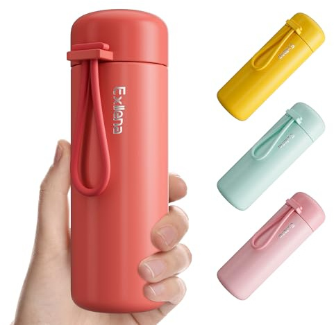 Exllena Botella Térmica Pequeña 200ml – Mini Botella de Acero Inoxidable sin BPA, Aislamiento Térmico 4-6 Horas con Diseño Portátil y Hermético(Rojo)