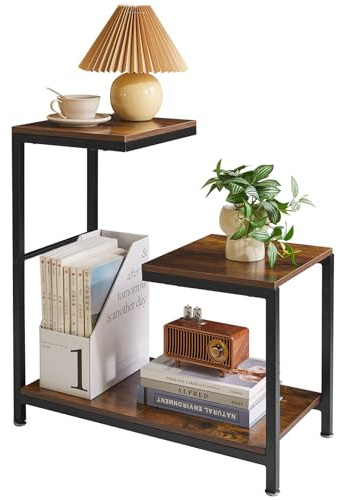 Aibiju G-Shaped End Table Small Side Table for Living Room Corner Tables for Small Spaces,Balcony,Couch,Bedroom,Flower Stand Rustic Brown YD-TM053H