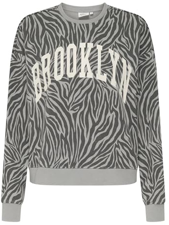 ONLY Pull Onlleo L/S à col Rond pour Femme Texte SWT, Ultimate Grey, S
