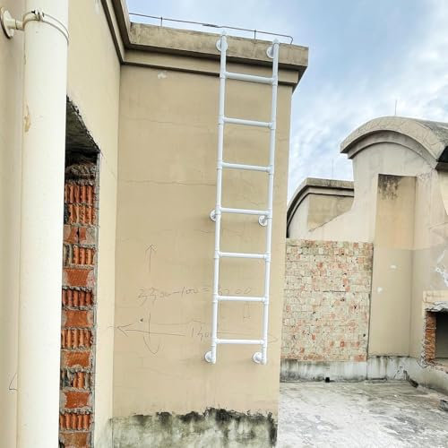 Scala da tetto per esterni, con montaggio a parete, scala antincendio e letto a castello, altezza regolabile da 140 cm a 240 cm, ideale per cantine, finestre e uso di sicurezza, finitura bianca