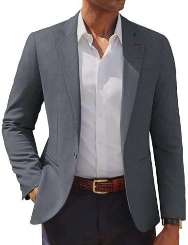PJ PAUL JONES Lightweight Blazer for Men One-Button Casual Sport Coats Formal Notch Lapel Suit Jackets Grey