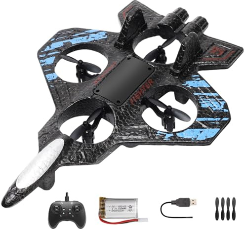 Pesoncarl RC Airplane, Hélicoptère RC Flip à 360 ° avec lumière LED, Avion de télécommande étanche résistant aux Choc