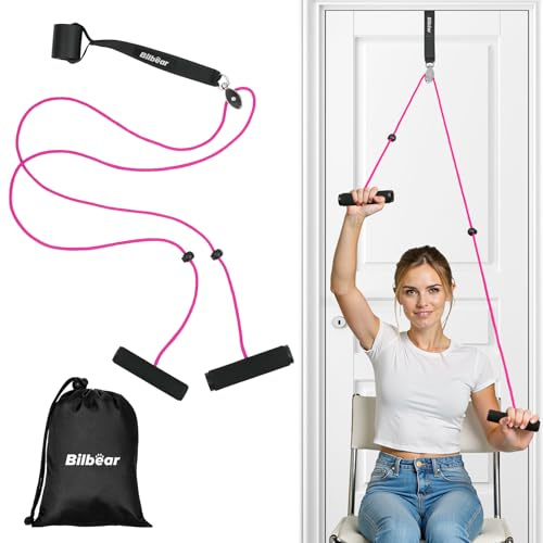 Bilbear Shoulder Pulley Over The Door for Physiotherapy,Shoulder Exercise Pulley for Rotator Cuff Rehab,Arm Pulley Physio Door,Exercise Pulley System Over Door Relieve Frozen Shoulder (Rose red)