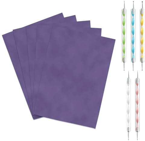 50 Fogli di Carta Carbone e 5 Penne per Goffratura, Carta Copiativa 21x29,7 cm Carta Carbone per Ricalcare Carta da Lucido a4 per Lucido per Legno Tela Ceramica
