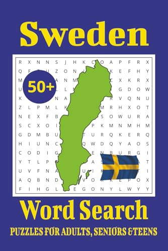 Sweden Word Search: Sweden Word Search Puzzle Book: Word Searches wich Easy to Read Print about Sweden, Swedish Places, Swedish Animals and More. 6x9 ... Gift for Vacations, Holidays and Free Times