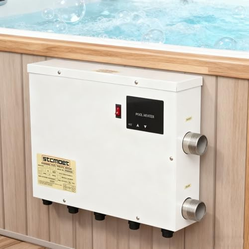 aromaoveite Chauffe-Eau pour Piscine | Chauffage Électrique en Acier Inoxydable 5,5 KW/9 Kw/11 Kw/15 KW avec Écran Tactile, Température Réglable, Convient Aux Sources Thermales, Bains Chauds 9kw
