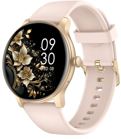 Smartwatch Damen Herren, 1.38 Zoll HD-Display Smart Watch mit Bluetooth Anrufe, Fitness Tracker mit Herzfrequenz SpO2 Schlafmonitor Schrittzähler, IP68 Wasserdicht Fitnessuhr für Android iOS Pink
