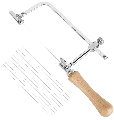 Scie à Chantourner à Cadre Réglable Professionnelle Pour le Travail Du Bois et Du Métal -12 Lames Pour Coupe Précise - Outil à Main Pratique Pour les Travaux Sur l'acier