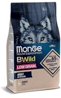 MONGE Cane Bwild Low Grain All Breeds Cane Adult Goût d'oie, aliment sec complet et équilibré pour chiens adultes de toutes tailles, fabriqué en Italie, 1 paquet de 2,5 kg, 1 x 2,5 kg