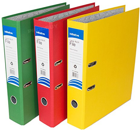 [Pack of 3] Foolscap Lever Arch Files 75mm Paper Storage Archive Legal Document Folders (Red/Yellow/Green)