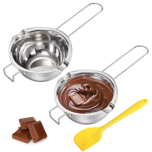 Lawei - Pentola in acciaio inox per cuocere al vapore, per far fondere cioccolato, caramelle, burro, formaggio e caramello (confezione da 2)