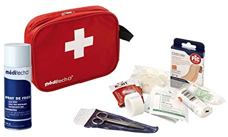 Visiodirect Trousse Premier Secours Club avec Accessoires, Coloris Rouge - Dimensions : 23 x 18 x 6 cm.