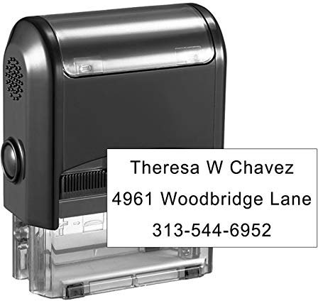 Individueller Stempel,Personalisierte Stempel,38x14mm,Bis zu 3 Zeilen,Firmenstempel Mit Wunschtext für Name,Adresse,Hochzeit,Kinder,4 Tinte Farben-Schwarz, Rot, Blau, Grün