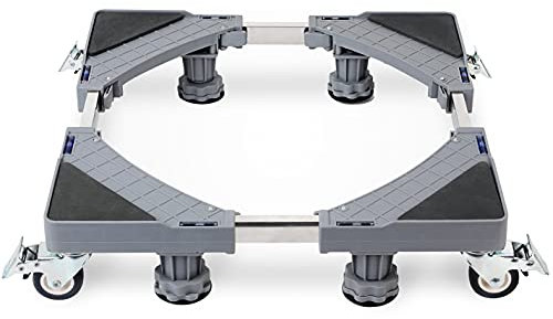 TOLEAD Support de machine à laver 4 Roues et 8 Pieds, socle réglable, longueur et largeur 42-68 cm, hauteur 9-13 cm, charge ours 350 kg