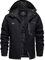 EKLENTSON Herren Winterjacke Skijacke Gefütterte Warme Wanderjacke Schnee Jacke mit Kapuze, (Schwarz, 3XL)