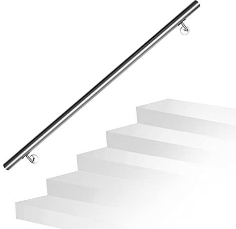 Izrielar Edelstahl Handlauf Treppengeländer Geländer Wandhandlauf, Wandhandlauf Wand Treppe Treppengeländer Universell für den Innen- und Außen, Länge: 110CM