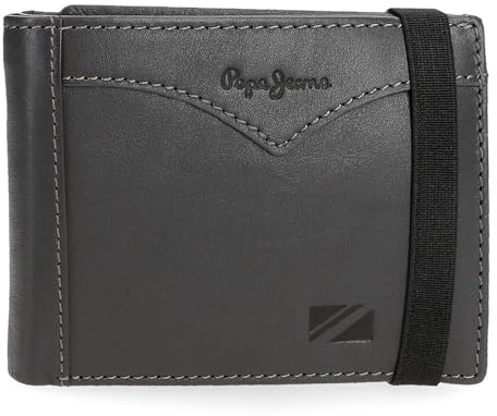 Pepe Jeans Jacket Cartera con Cinta elástica Gris 11,5x8,5x1 cms Piel by Joumma Bags