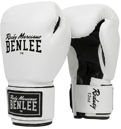 BENLEE Rodney Faux Leather Boxing Gloves, White/Black, 10 oz