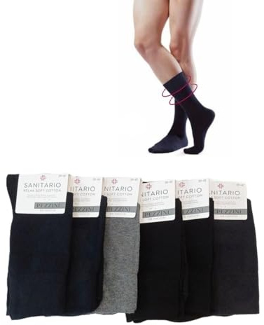 6 paia calzini corti uomo SANITARI in caldo cotone relax, bordo senza elastico-non comprime-non scende, colori assortiti francesi (IT, Numero, 43, 46, Regular, Regular, 2 NERO 2 BLU 1 GRIGIO 1 FUMO)