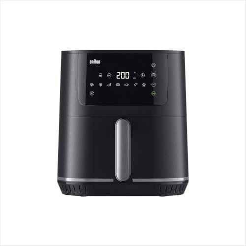 Braun MultiFry 5 HF5030IBK, Luftfritös Ugn med 6L Kapacitet, 80-200° Digital Temperaturkontroll, RealAir Teknik, 8 Förinställda Program, Touch Kontroll, Diskmaskinssäker Korg, 1700W, Matt Svart