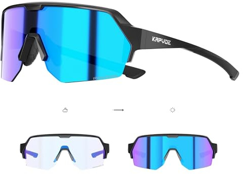 KAPVOE Gafas Deportivas Fotocromáticas hombre mujer con Protección UV400 Gafas para Ciclismo de Montaña Running MTB K360