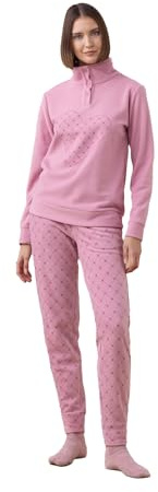 Noidinotte - Pigiama Donna Invernale in Micropile Articolo Cuore. - XS Rosa