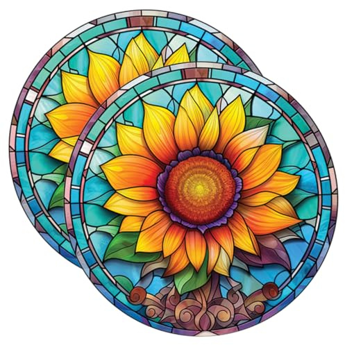 VALICLUD 2 Piezas Pegatinas Ventana Flores Girasol Anti-colisión Decorativas Estáticas sin para Cristales Protección Aves y Efecto Colorida
