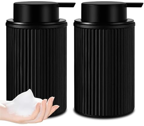 GMISUN Schaumseifenspender, 2 Stück 325ml Seifenspender Schaum schwarz matt aus Glas für Küche, Modern Schaumspender für Bad, nachfüllbaren Seifenschaumspender, Spülmittelspender, Handseifenspender