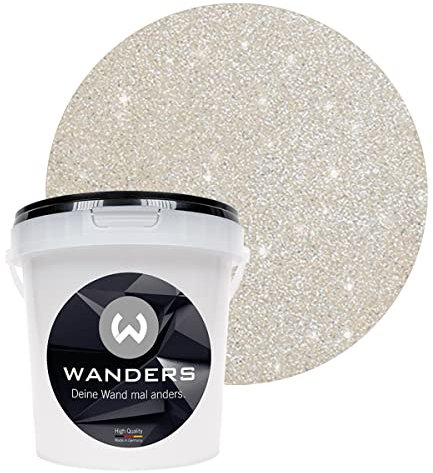 Wanders24 Glimmer-Optik (1 Liter, Silber-Sand) Glitzer Wandfarbe - Wandfarbe Glitzer - abwaschbare Wandfarbe - Glitzerfarbe - Made in Germany